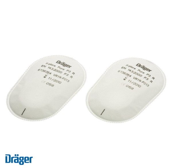 Set of X-plore® 3300 half masks incl. 2 filters for painting work – Dräger:  bayonet style lock