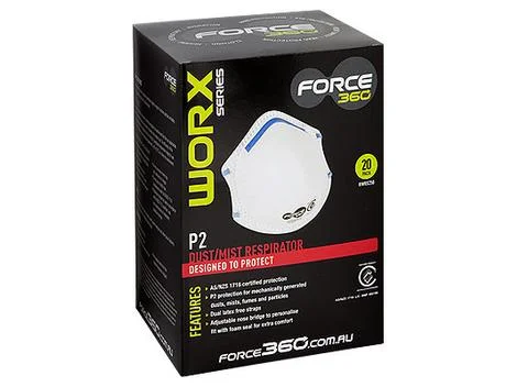 FORCE360 WORX P2 RESPIRATORS 20 PACK