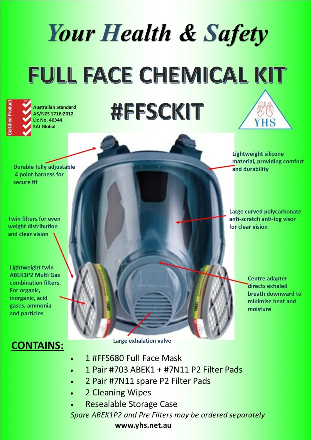 YHS Full Face ABEK1 Chemical Kit - Image 2