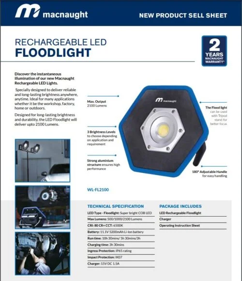 RECHARGEABLE LED FLOODLIGHT