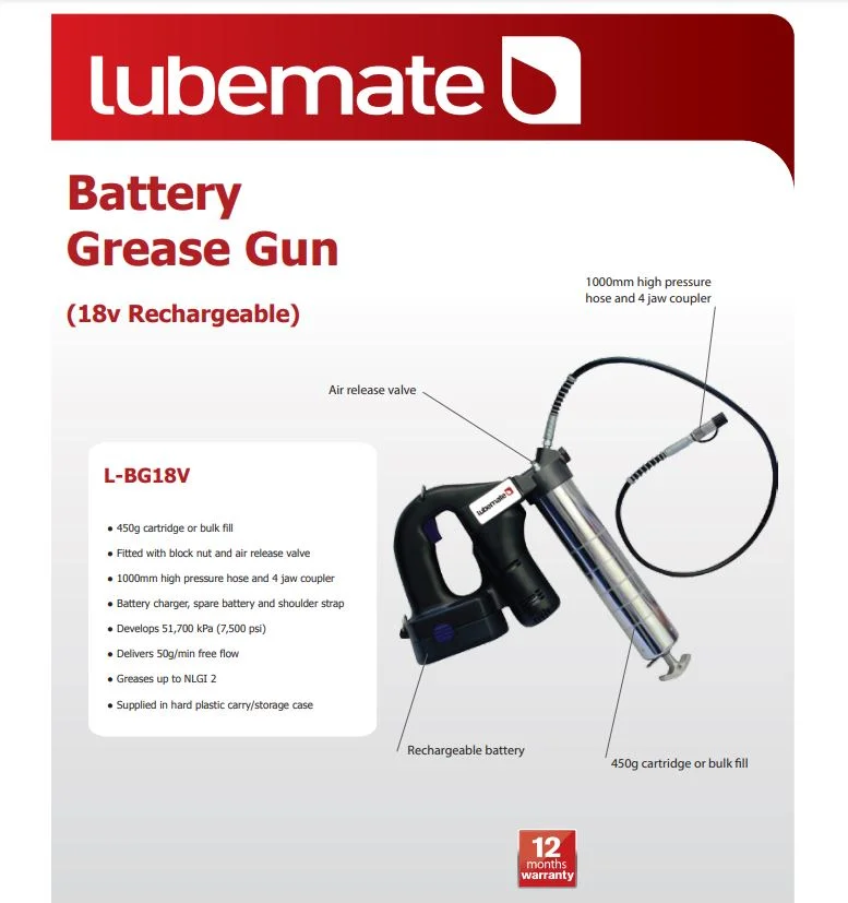 Lubemate 18V NI-CAD RECHARGEABLE GREASE GUN - Image 2